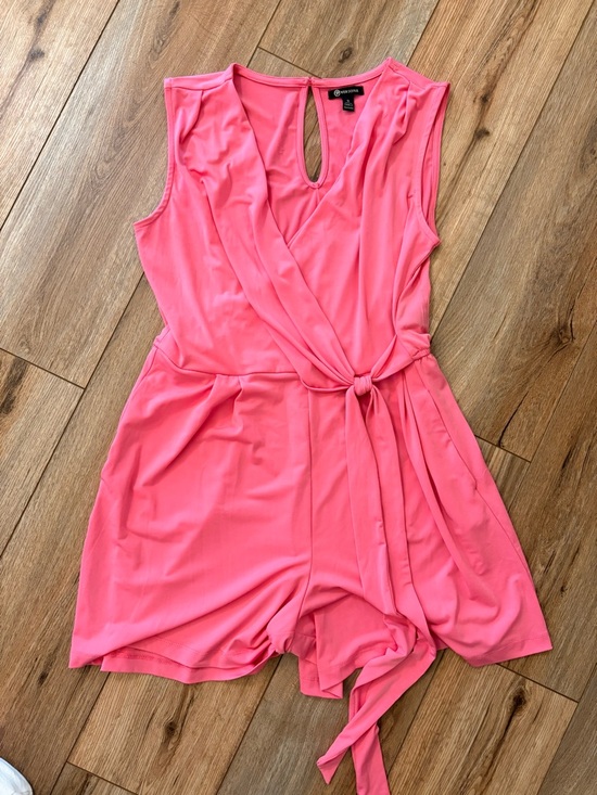 Versona Pants - Versona Hot Pink Sleeveless Wrap-Front One-Piece Romper with Waist Tie